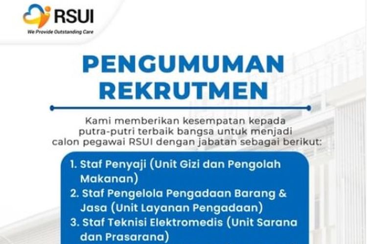 Lowongan Kerja RSUI untuk Lulusan SMK hingga S1
