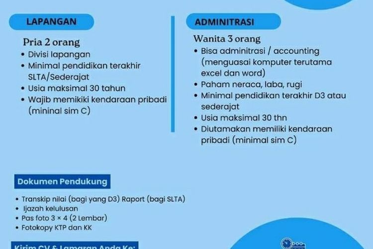 PT Baladewa Buana Bersama Buka Lowongan Kerja Minimal Lulusan SLTA