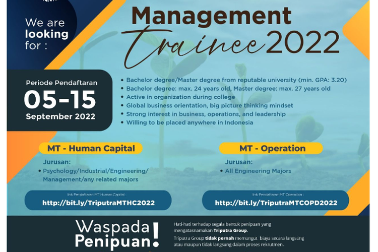 Triputra Group Buka Lowongan Management Trainee 2022